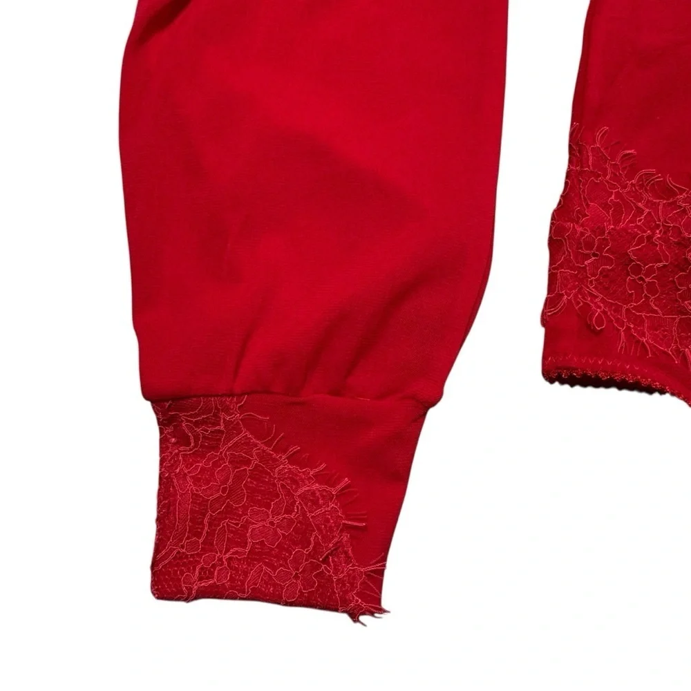 NWT New Free People Sweet Nothings Long Sleeve Red Bodysuit Size M